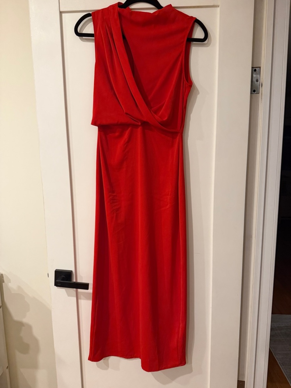 Zara Red Sleeveless Draped Maxi Dress